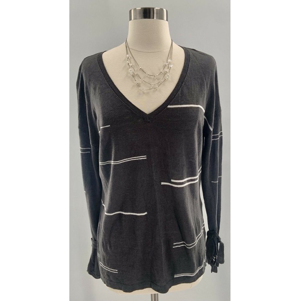 Charli Gray Linen Striped Pullover Sweater
